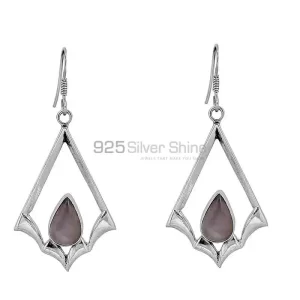 Genuine Rose Quartz Cabochon Gemstone earring In 925 Sterling Silver Jewelry 925SE70