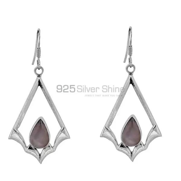 Genuine Rose Quartz Cabochon Gemstone earring In 925 Sterling Silver Jewelry 925SE70