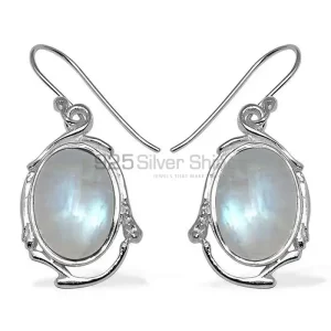 Genuine Rainbow Moonstone earrings In 925 Sterling Silver 925SE784