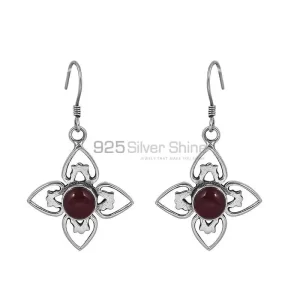 Genuine Red Onyx Stone earring In Sterling Silver Jewelry 925SE45