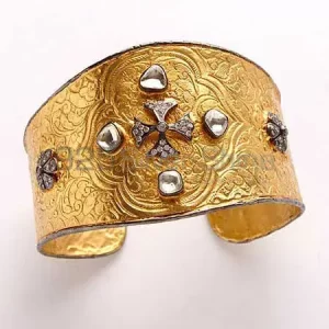 Gold Plated Tow Tone Designer Polki Stone Bangle Jewelry