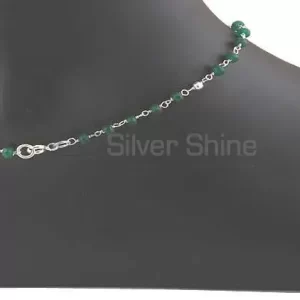 Green Onyx Gemstone Anklet In Sterling Silver
