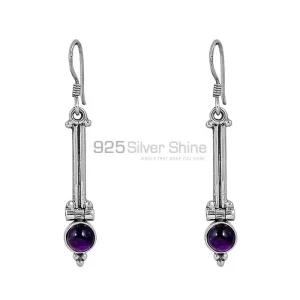 Handmade 925 Sterling Silver earring In Natural Amethyst Gemstone Jewelry 925SE94