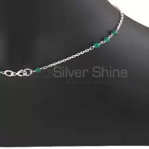 Handmade Green Onyx Gemstone Anklet In Sterling Silver Jewelry