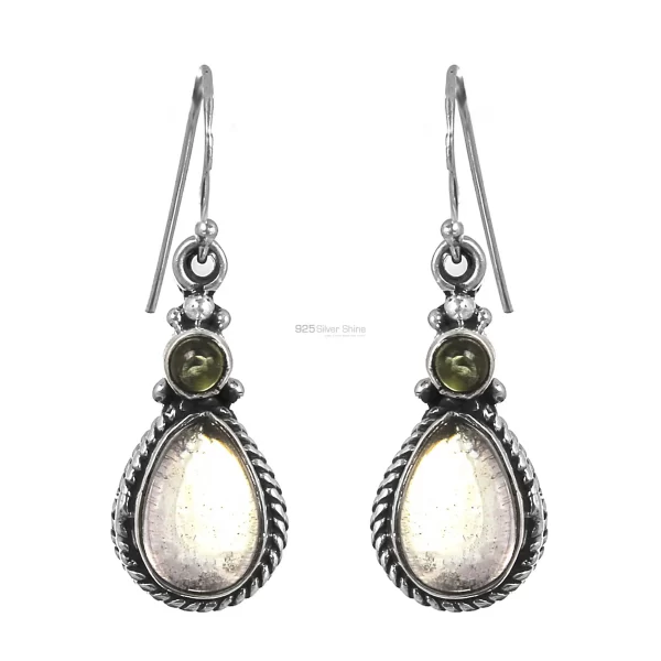 Handmade Citrine-Peridot Gemstone earring In Sterling Silver Jewelry 925SE178
