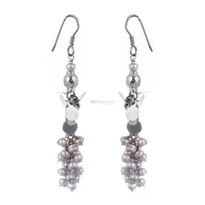 Handmade Pearl Beads earring In Sterling Silver Jewelry 925SE179
