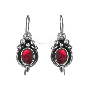 Handmade Solid Silver earrings In Garnet Gemstone Jewelry 925SE204