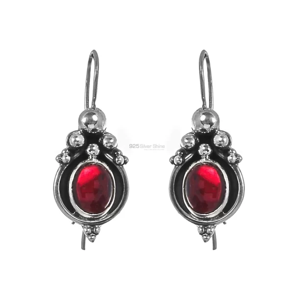 Handmade Solid Silver earrings In Garnet Gemstone Jewelry 925SE204