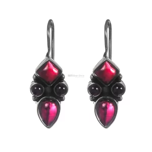 Handmade World Wide Sterling Silver earring In Natural Garnet Gemstone Jewelry 925SE199