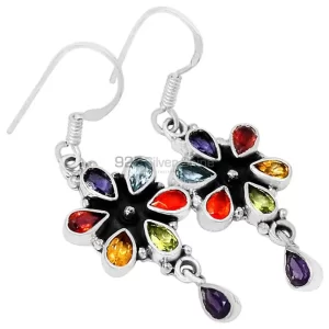 Healing Chakra earring With Natural Semi Precious Gemstone Jewelry 925CE08