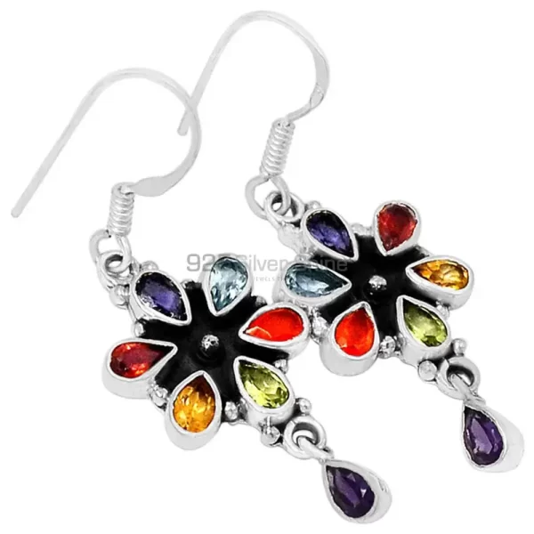 Healing Chakra earring With Natural Semi Precious Gemstone Jewelry 925CE08
