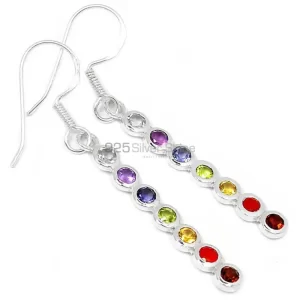 Healing Chakra Gemstone earring With Sterling Silver Jewelry 925CE06