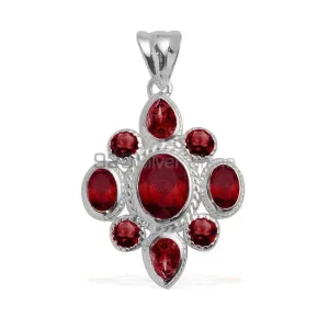 925 Solid Silver Pendants Exporters In Garnet Gemstone Jewelry 925SP1674