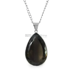 High Quality 925 Solid Silver Pendants Exporters In Smoky Quartz Gemstone Jewelry 925SP151