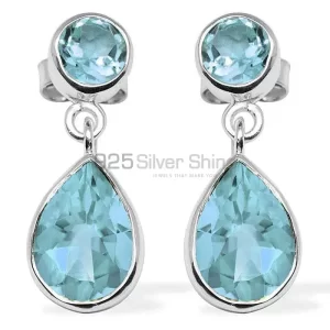 925 Sterling Silver earrings In Blue Topaz Gemstone Jewelry 925SE1135