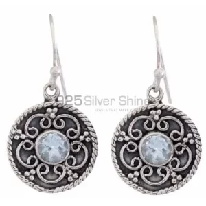 925 Sterling Silver earrings In Blue Topaz Gemstone Jewelry 925SE1205