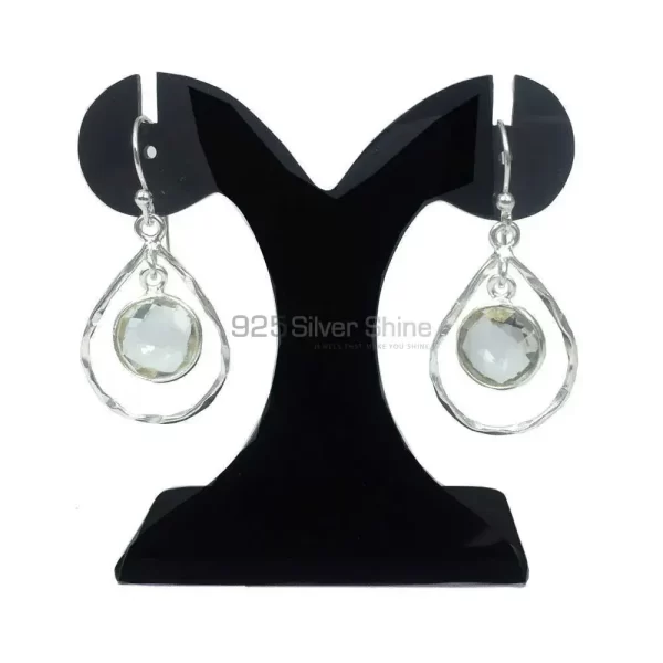 925 Sterling Silver earrings In Green Amethyst Gemstone Jewelry 925SE1284