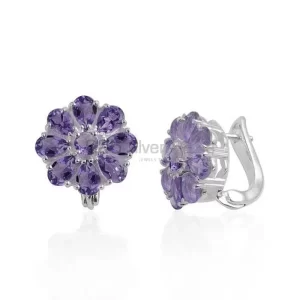 925 Sterling Silver Handmade earrings In Amethyst Gemstone Jewelry 925SE980