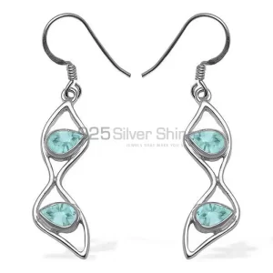 925 Sterling Silver Handmade earrings In Blue Topaz Gemstone Jewelry 925SE1059