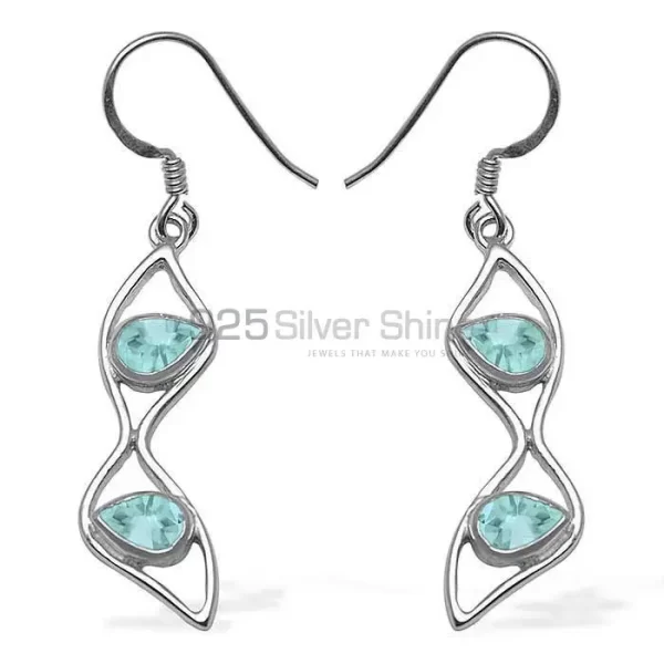 925 Sterling Silver Handmade earrings In Blue Topaz Gemstone Jewelry 925SE1059