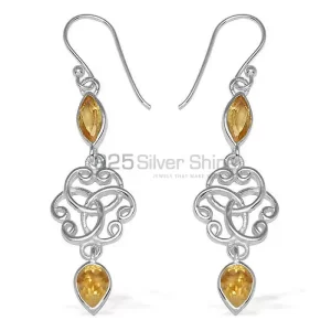 925 Sterling Silver Handmade earrings In Citrine Gemstone Jewelry 925SE743