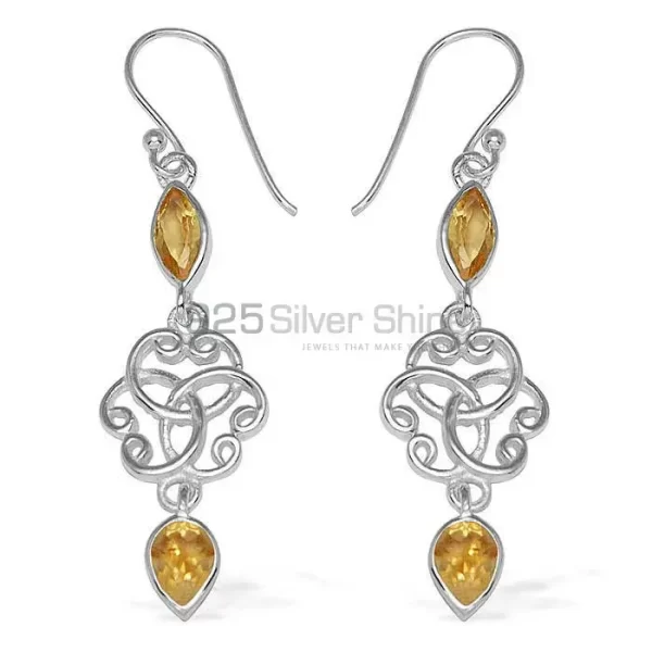 925 Sterling Silver Handmade earrings In Citrine Gemstone Jewelry 925SE743