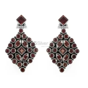 925 Sterling Silver Handmade earrings In Garnet Gemstone Jewelry 925SE1287