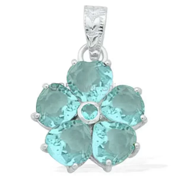 925 Sterling Silver Handmade Pendants In Blue Topaz Gemstone Jewelry 925SP1581