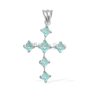 925 Sterling Silver Handmade Pendants In Blue Topaz Gemstone Jewelry 925SP1681