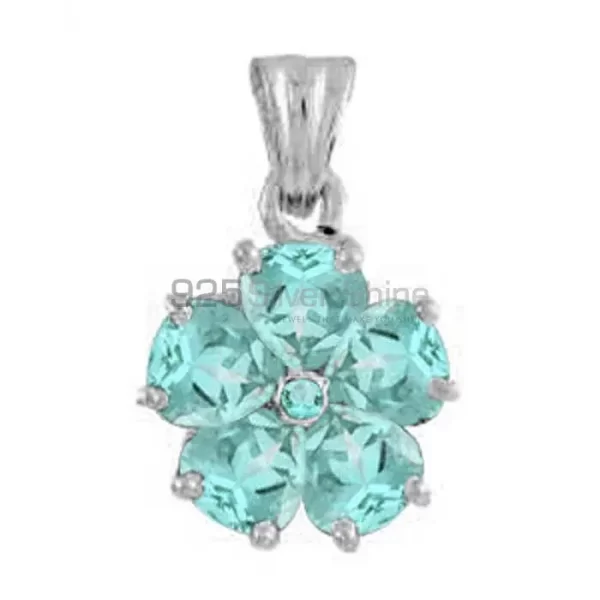 Blue Topaz Gemstone Handmade Pendants In 925 Sterling Silver Jewelry 925SP1656