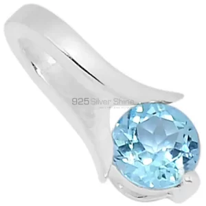 High Quality Solid Sterling Silver Handmade Pendants In Blue Topaz Gemstone Jewelry 925SSP306-1