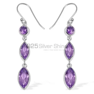 Inexpensive 925 Sterling Silver earrings In Amethyst Gemstone Jewelry 925SE1145