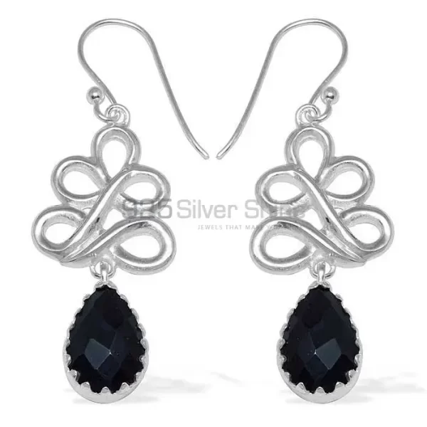 Inexpensive 925 Sterling Silver earrings Wholesaler In Black Onyx Gemstone Jewelry 925SE839