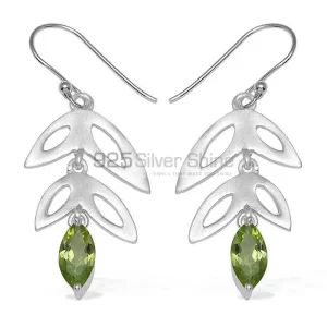 Inexpensive 925 Sterling Silver earrings Wholesaler In Peridot Gemstone Jewelry 925SE760