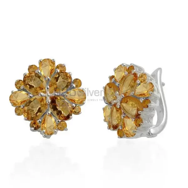 Inexpensive 925 Sterling Silver Handmade earrings Manufacturer In Citrine Gemstone Jewelry 925SE992