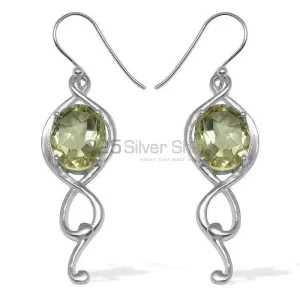 Inexpensive 925 Sterling Silver Handmade earrings In Green Amethyst Gemstone Jewelry 925SE834