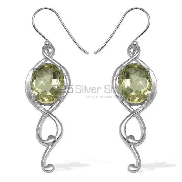 Inexpensive 925 Sterling Silver Handmade earrings In Green Amethyst Gemstone Jewelry 925SE834
