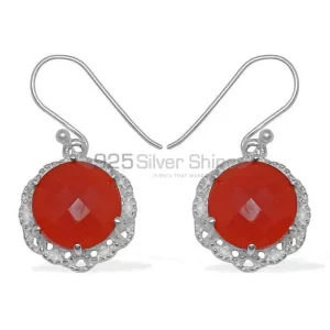 Inexpensive 925 Sterling Silver Handmade earrings Suppliers In Carnelian Gemstone Jewelry 925SE844