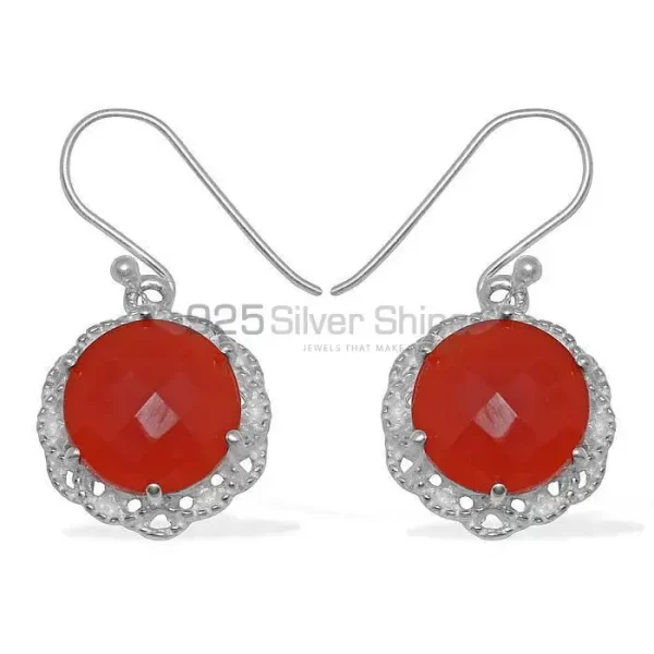 Inexpensive 925 Sterling Silver Handmade earrings Suppliers In Carnelian Gemstone Jewelry 925SE844