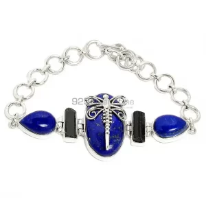 Lapis Gemstone Top Quality Bracelets In Solid Sterling Silver Jewelry 925SB296-4