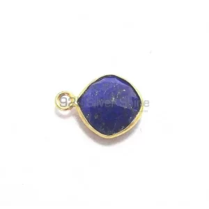 Lapis Lazuli Cushion Gemstone Single Bail Bezel Sterling Silver Gold Vermeil Gemstone Connector 925GC286