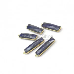 Lapis Lazuli Rectangle Gemstone Single Bail Bezel Sterling Silver Gold Vermeil Connector 925GC121