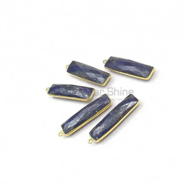 Lapis Lazuli Rectangle Gemstone Single Bail Bezel Sterling Silver Gold Vermeil Connector 925GC121