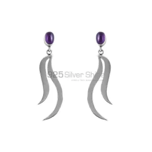 Light Weight Amethyst Gemstone earring In Sterling Silver Jewelry 925SE01