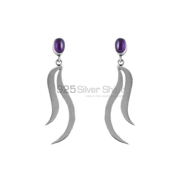 Light Weight Amethyst Gemstone earring In Sterling Silver Jewelry 925SE01