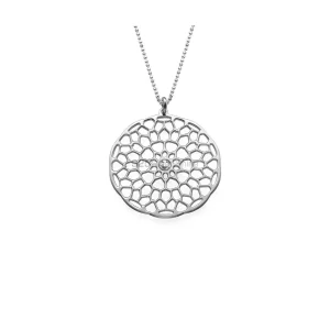 Maze Mandala Pendant in Sterling Silver With Crystal Stone 925MN126