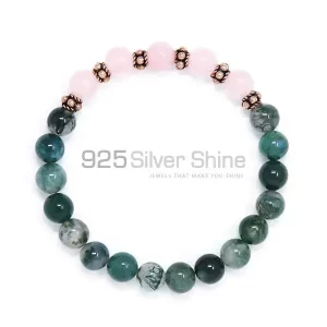 Moss Agate Beads Meditation Bracelets 925BB288