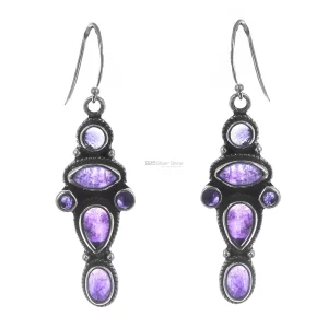 Natural Amethyst Gemstone earring In 925 Sterling Silver Jewelry 925SE164