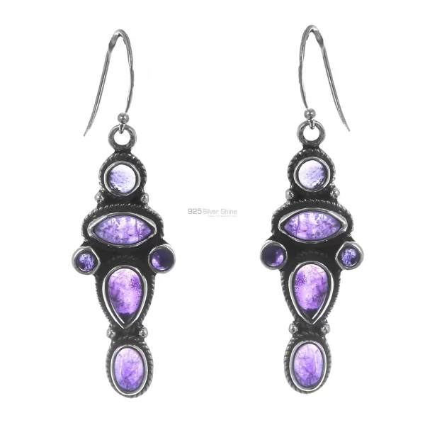 Natural Amethyst Gemstone earring In 925 Sterling Silver Jewelry 925SE164