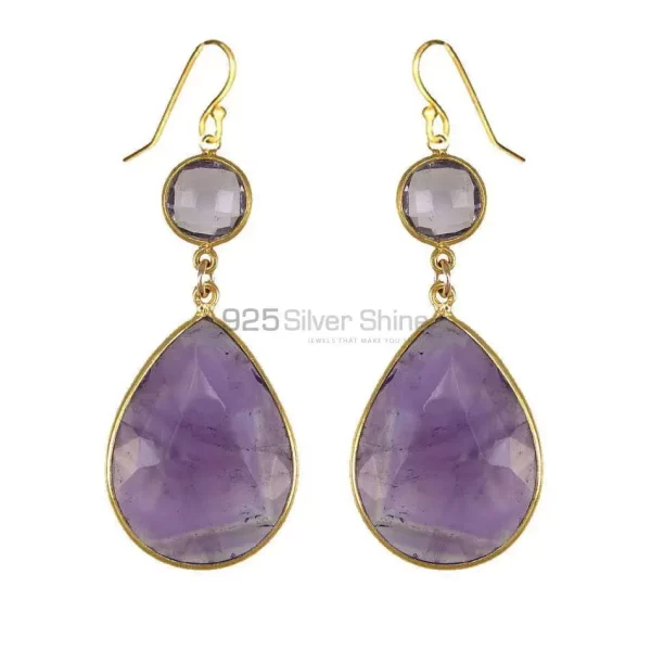 Natural Amethyst Gemstone earrings Exporters In 925 Sterling Silver Jewelry 925SE1873